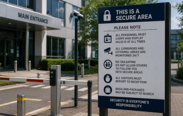 Sign with security related instructions